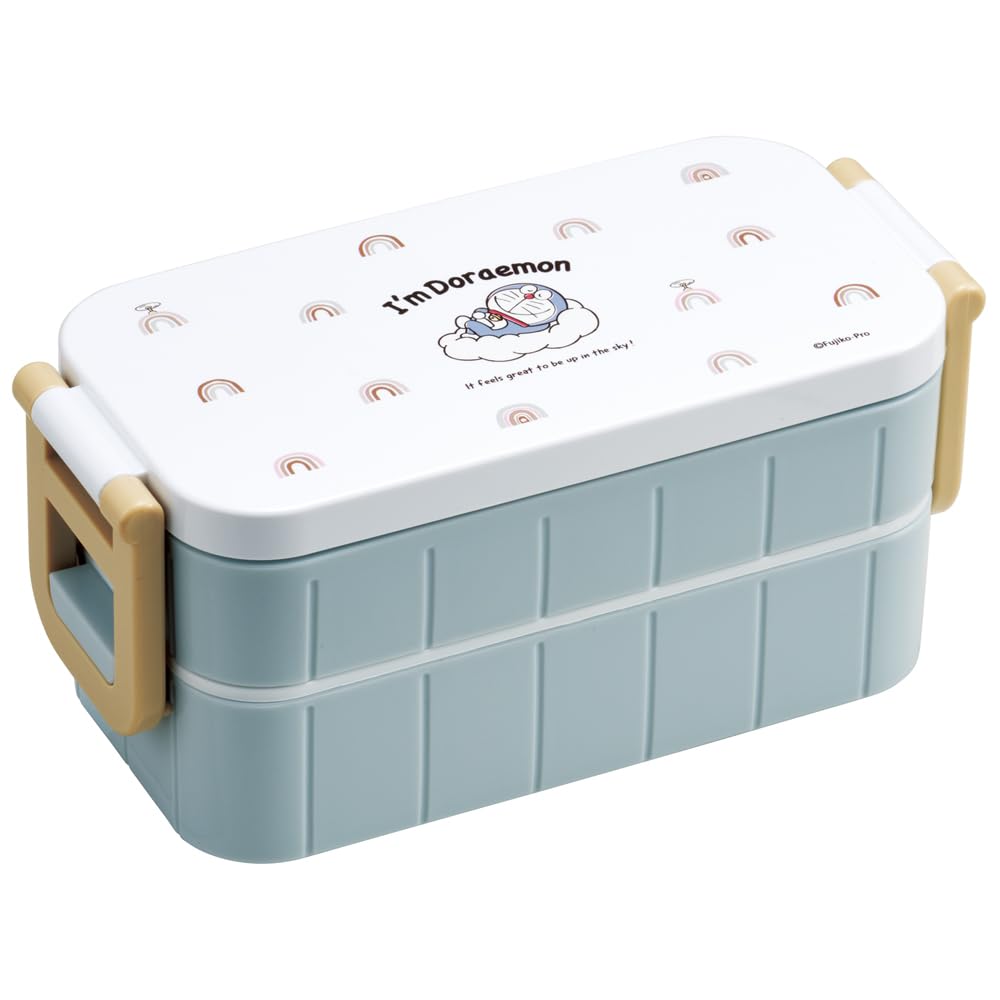 Skater Bento Box, 2-Tier, 600ml, for Women, Made In Japan, Sanrio "I'm Doraemon" Sky Walk, YZW3AG-A