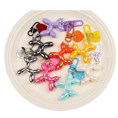 Cute Cartoon DIY Resin Balloon Dog Keychain For Women Girls Animal Shaped Phone Chain Key Buckle Accessories Bag Pendant