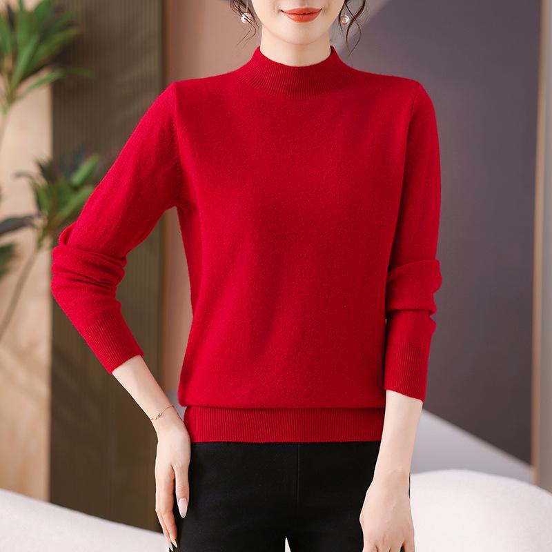 

Mom s 2025 Autumn/Winter Half-High Collar Base Layer Shirt – Fashionable & Versatile Top for Middle-Aged and Elderly Women 2XL (120-135 kg)