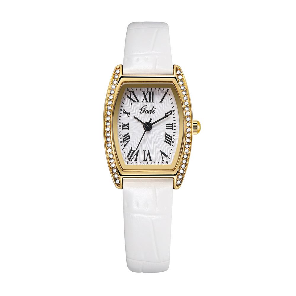 Vintage Roman Graduated Wine Barrel Plate Light Luxury High-End Bamboo Belt Quartz Watch