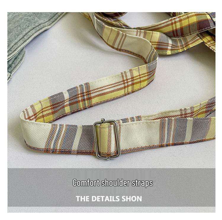 Schultertasche im koreanischen Stil mit Karomuster: Herbst/Winter Doppel-Tasche für Damen, Großes Fassungsvermögen Studenten-Pendler Crossbody