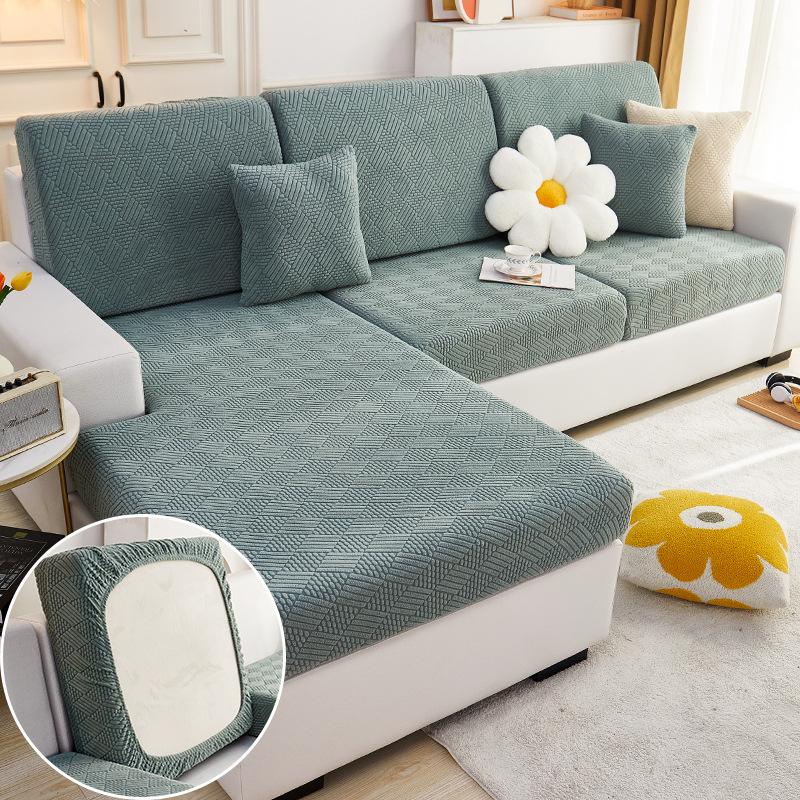 

Плюшевый чехол на сиденье дивана для гостиной, бархатная подушка, эластичный угловой диван, 1/2/3/4-местный комплект однотонных чехлов Plus M(2 seater) темно-зеленого