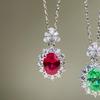 Luxury 18K White Gold Solid Platinum PT950 Women's Pigeon Egg Red Diamond Blue Diamond Pendant Necklace Clavicle Chain