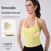 Canotta sportiva da yoga da donna con scollo all'americana e imbottitura