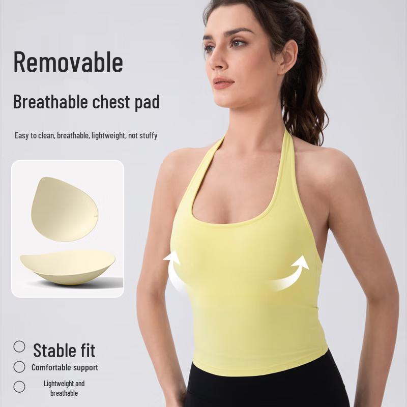 Canotta sportiva da yoga da donna con scollo all'americana e imbottitura