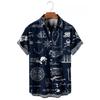 Vintage Button Up Shirt Man 3d Map Printed Short Sleeve Hawaiian Shirt Lapel Men's Clothing Casual Fashion Tops