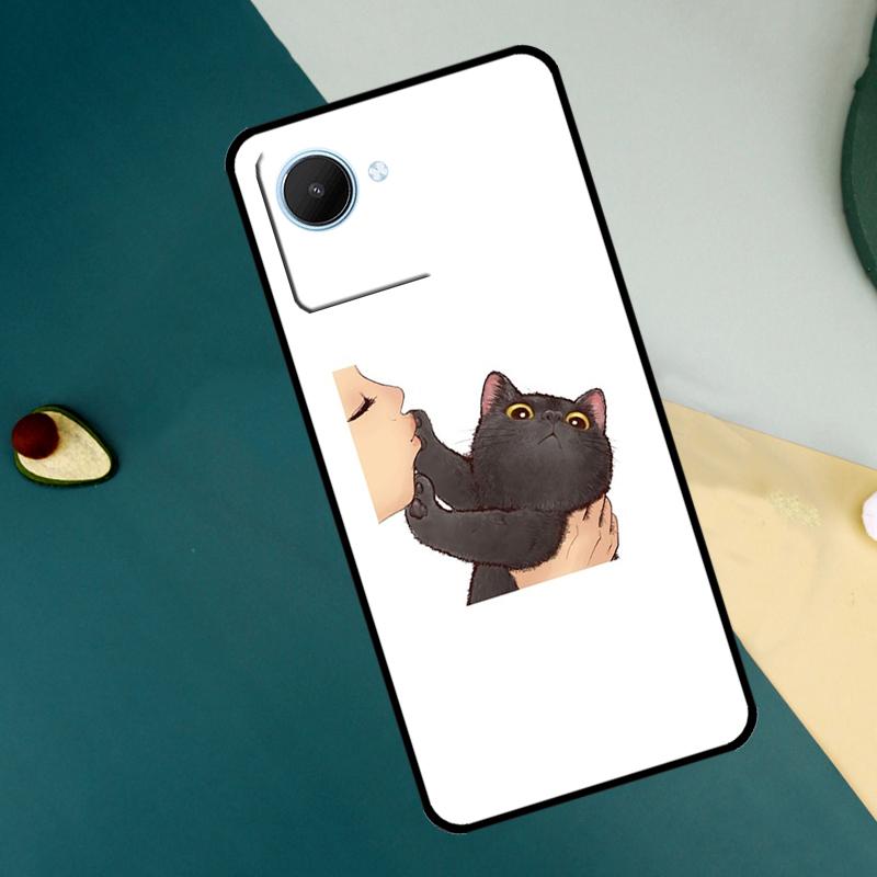Kiss Cat Leuke Kitten Cartoon Voor Realme GT7 Pro GT6 C67 C65 C63 C61 C55 C53 C51 C35 C71 C75 11 12 13 14 15 Pro Plus Hoesje