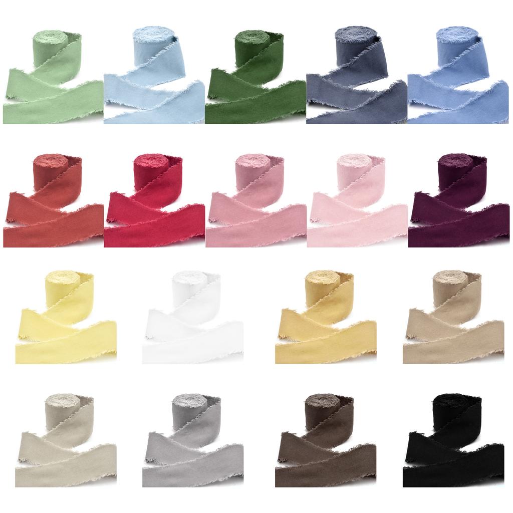 4CM*5M Handmade Frayed Edged Satin Cotton Ribbon For Wedding Invitation Wrapping Bouquets Birthday Party Decorations Gifts