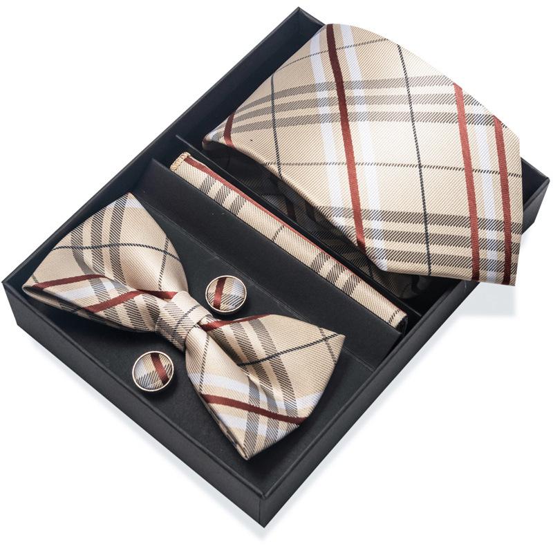 Set de 6 piezas, Corbata de Vestir de Negocios 8 cm Corbata para Hombre Set de Pajarita Caja de Regalo.