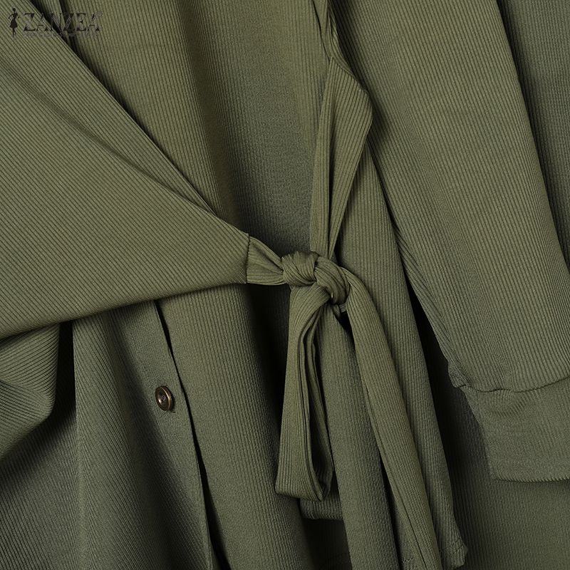 ZANZEA Bluzka z długim rękawem i spodnie damskie, casualowe dwuczęściowe zestawy garniturowe