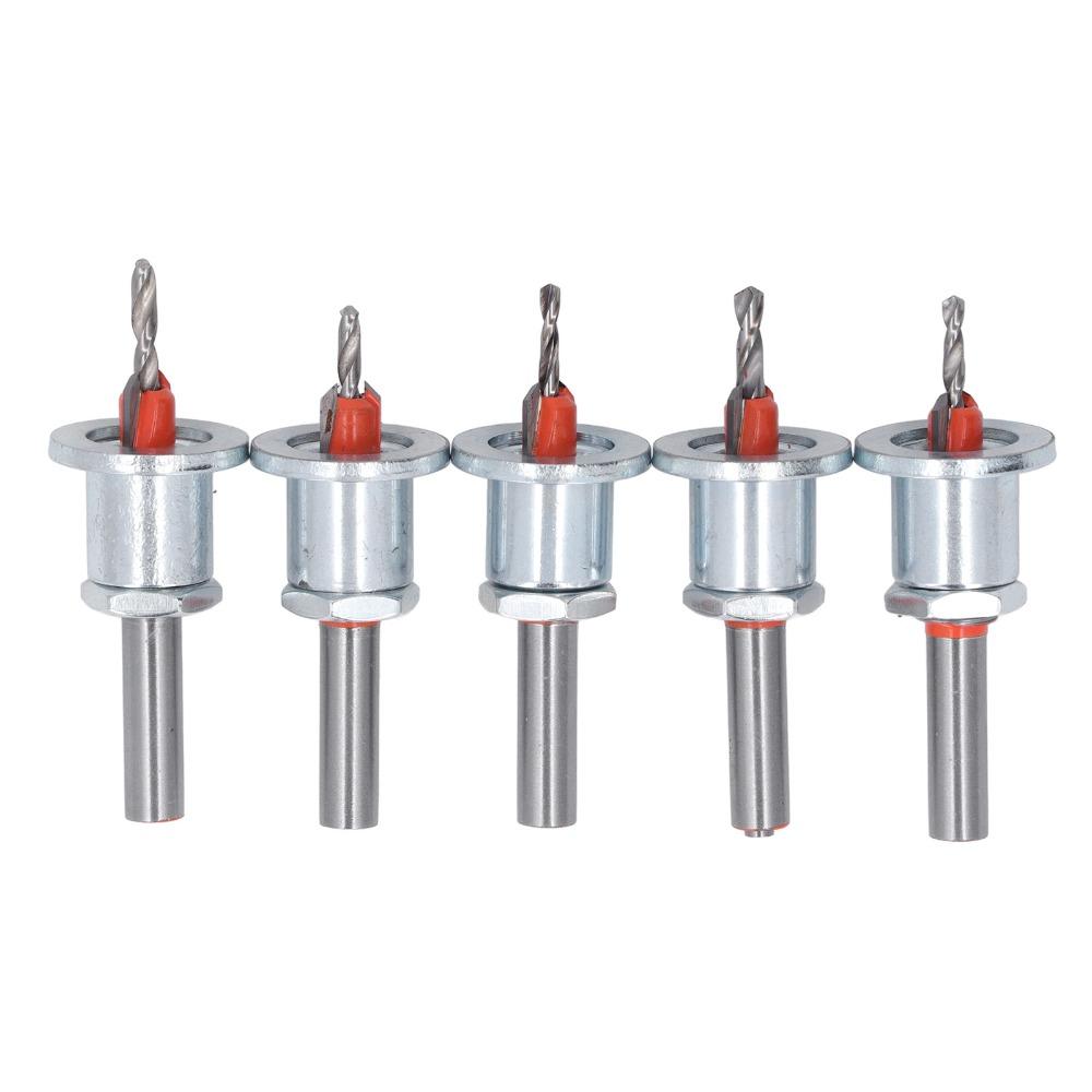 5pcs 8mm Round Shank Adjustable Countersink Bit Carbide Tipped Drill Bit For Metalworking
