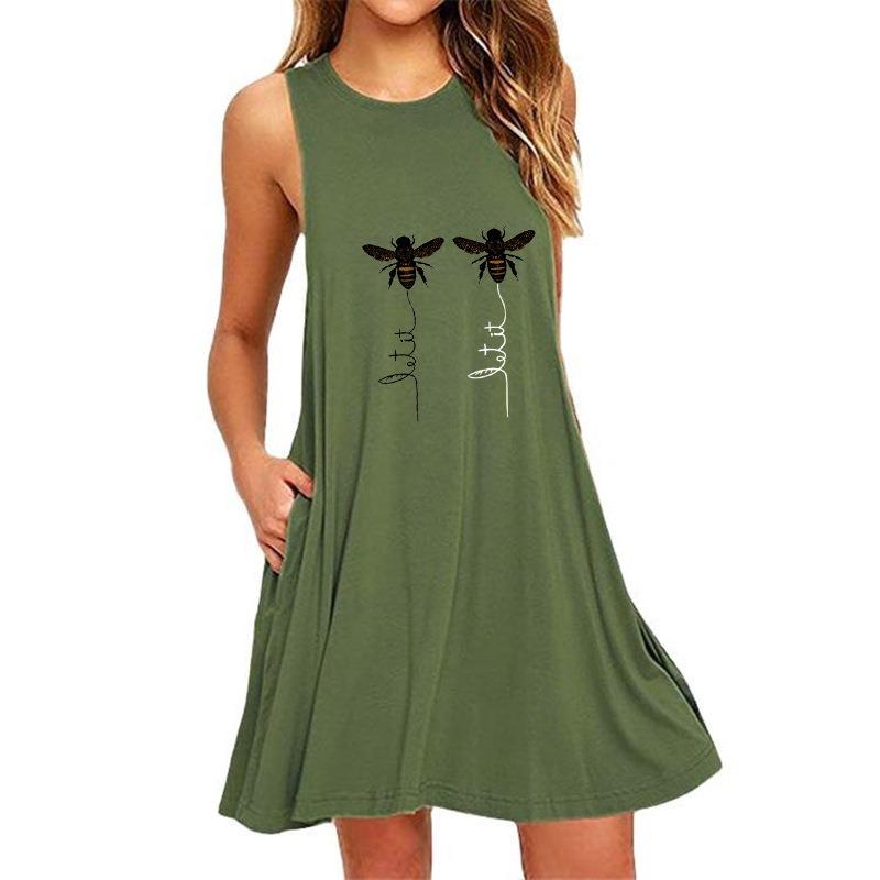 QICED Abiti Casual Senza Maniche con Scollo a V per Estate e Primavera