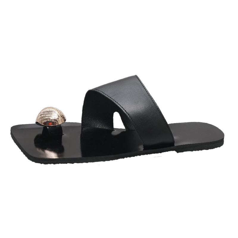 

Летние женские сандалии-шлепанцы 2024 года, новые тапочки на плоской подошве с квадратным носком для женщин, легкие повседневные пляжные модные женские шлепанцы 43 чёрный