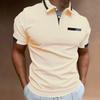 New Men's Casual POLO Shirt Chest False Pockets Lapel Buttons Business T-shirt Tops Male