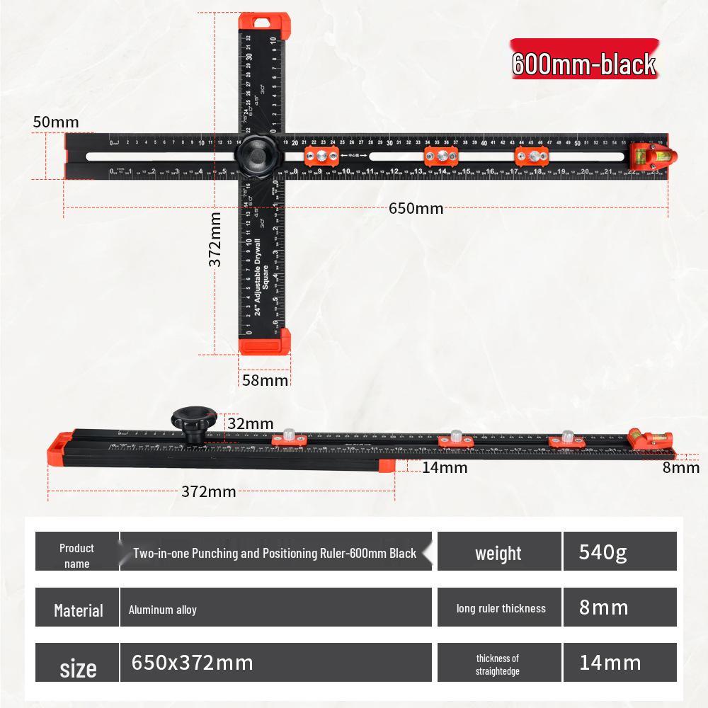 Multifunctional T-square and Punching Positioning Ruler