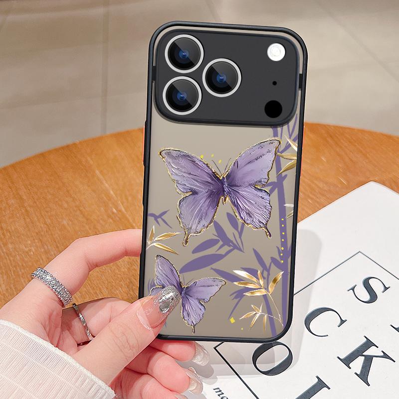 Purple Flowers Pattern Phone Case For iPhone Air 16e 17 16 15 14 17 Pro Max 13 16e Shockproof Hard PC Soft Edge TPU Cover