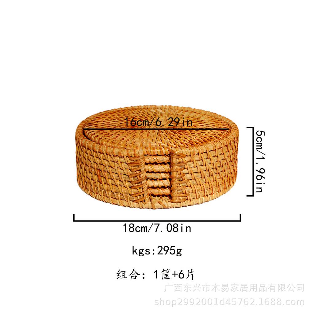 Autumn Rattan Woven Coaster Tea Set Accessories Thermal Insulation Mat Bowl Mat Dining Table Mat