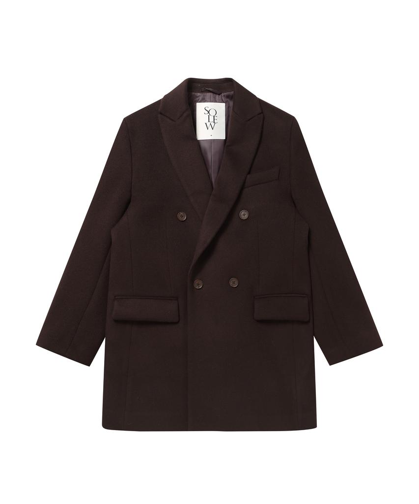 Solew Wool Double Half Coat_Dark Brown