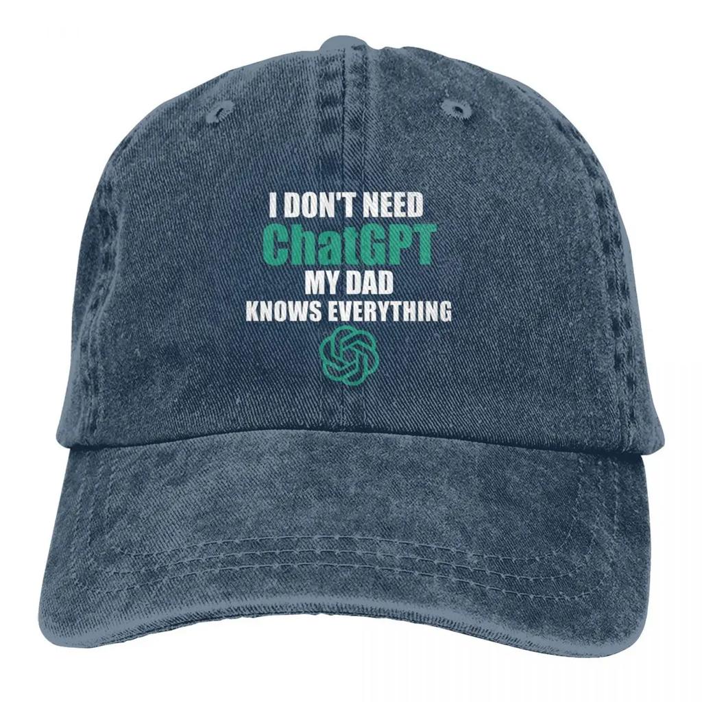 Vintage Funny Chatgpt My Dad Knows Everything Baseball Cap Unisex Distressed Denim  Hat Outdoor Running Golf Hats Cap