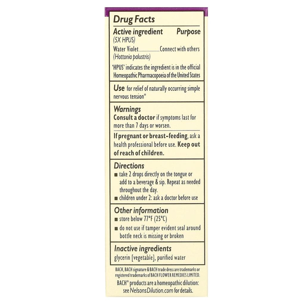 Original Flower Remedies, Water Violet, 10Ml(0.35Fl Oz)