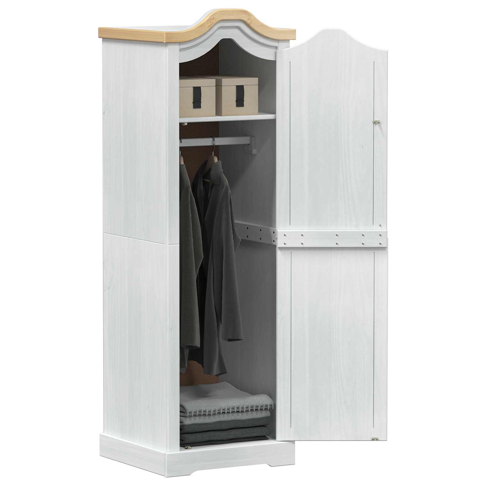 Weißer Kleiderschrank 55 x 52 x 170 cm Massivholz Kiefer