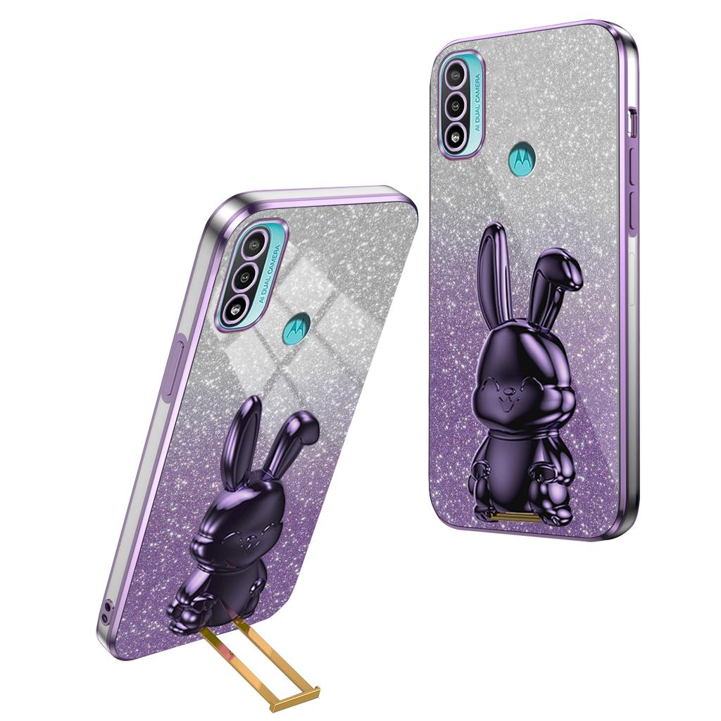 For Motorola Moto E20 PC+TPU Telefondeksel Støtte Støttefot Beskyttende Bakdeksel