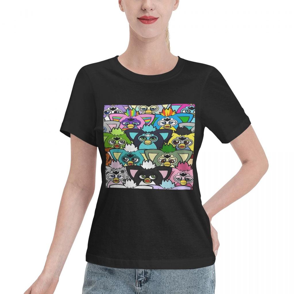 Nightmare Furby Cartoon Robot Toys TShirt Women Short Sleeve T Shirts Round Neck Clothes Cotton Summer Tees Streetwear