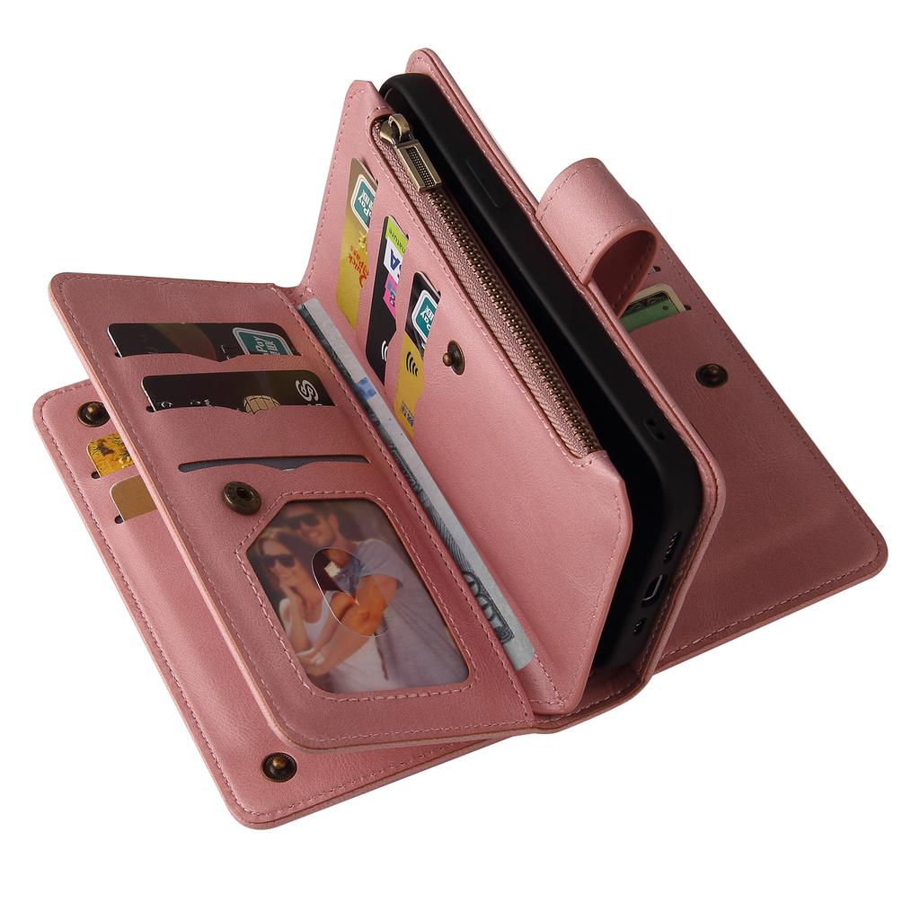 For Samsung Galaxy A56 5G/M56 5G Zipper Wallet Case with 15 Card Slots and Strap Leather Phone Cover