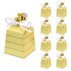10pcs Honey Bee Themed Paper Candy Box Baby Shower Birthday Wedding Party Favor Decoration Supplies Yellow Cartoon Honey Bee Box