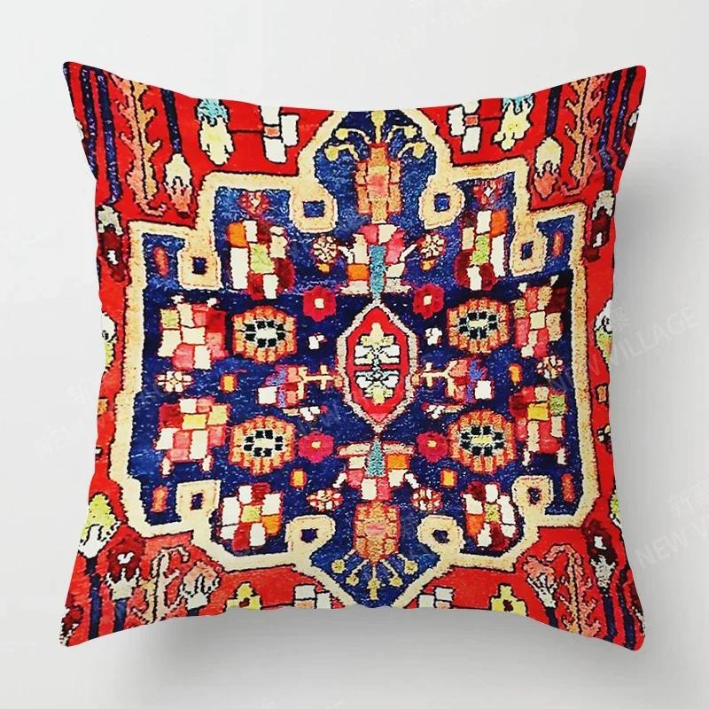 Home Decor Colorful Ethnic Pattern Digital Print Pillow Covers Pattern Cushion Cover Suitable for Sofa Bedroom Car Pillow Cover