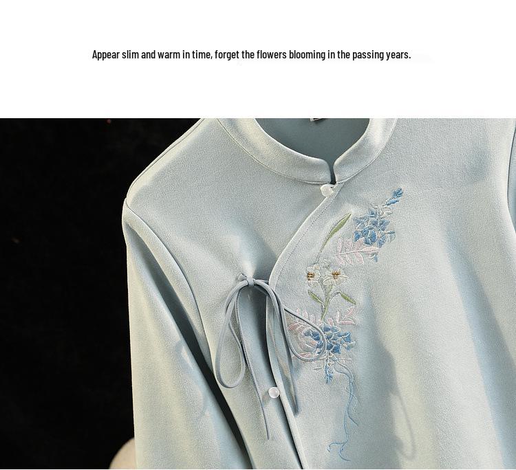 Retro vyšívaný jelenicový top ve stylu Tang a čínský oděv čchong-sam (cheongsam) pro ženy