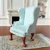 Miniature Pink Quilted Armchair Wooden Doll Furniture 1/12 Scale For Living Room Scene Accessories