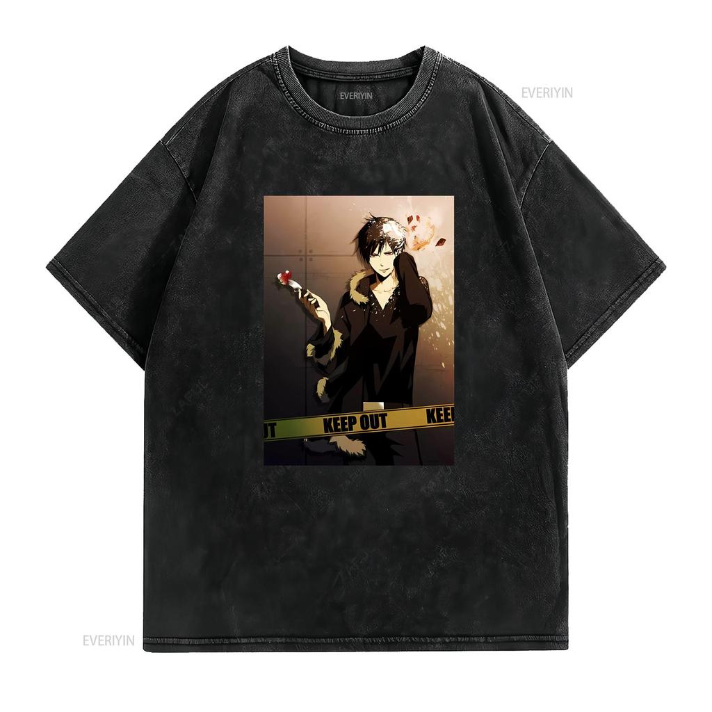 Durarara Izaya Orihara T Shirt 100 Cotton vintage Washed Breathable graphic Stretched Unisex streetwear Top For Everyday Wear