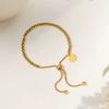 Korean Pull Adjustable Bracelets Women Dainty Rounded Beads Metal Chain Minimalist Gold Bangle Jewelry Waterproof ALN2601001610