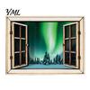Wooden Window Ornament 1/6Pcs Fake Fridge Magnet, Natural Scenery Refrigerator Magnet Magnetic Decoration for Kitchen Office Whiteboard Landscape