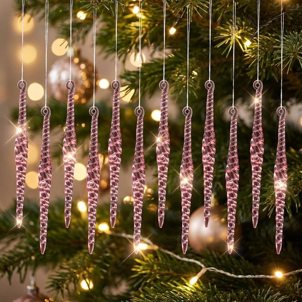 12 Stück Acryl Klar Weihnachtsbaum Eiszapfen Ornamente Weihnachtsbaum Hängende Deko Feiertags Festlich
