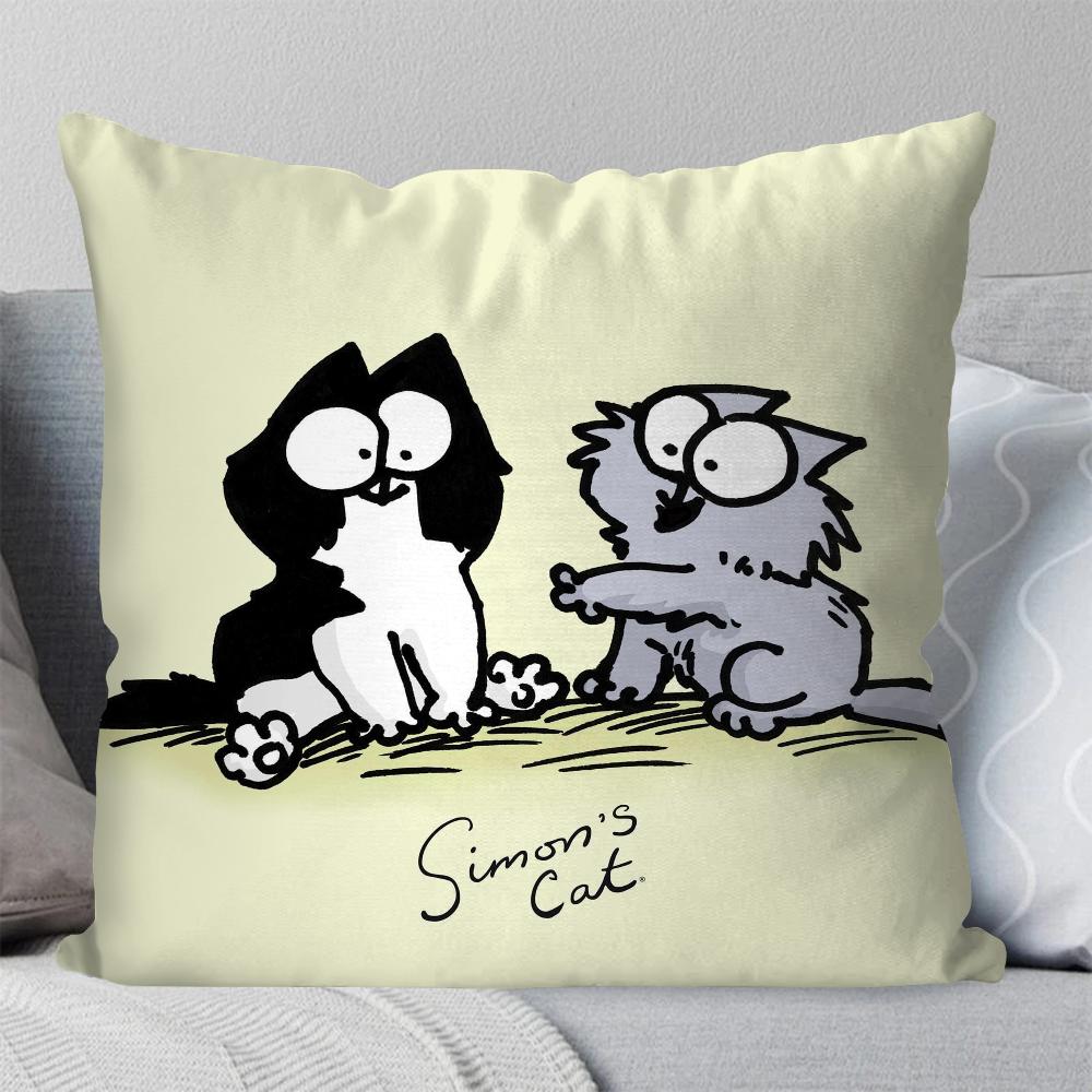 Cartoon S-Simons-Cat Cute Pillow Case Square Pillow Bedroom Sofa Leisure Comfort Cushion Car Living Room Home Decoration 40X40