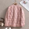Collarless rhombus light and thin down jacket for women, light and ultra-thin, inner and outer wear, large size V-neck short jacket tide
