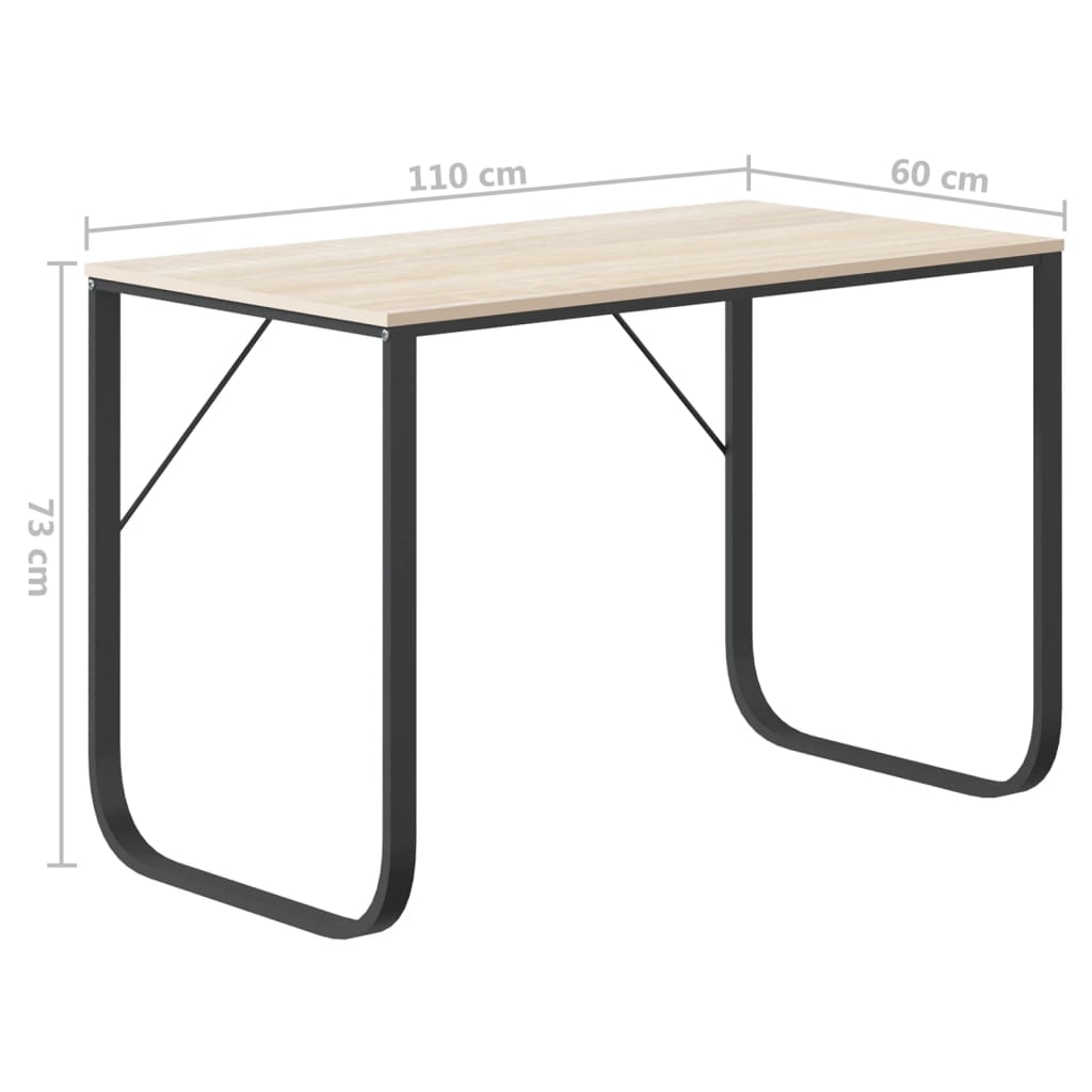 Computer Desk in Black and Oak Look 110 x 60 x 73 cm Engineered Wood