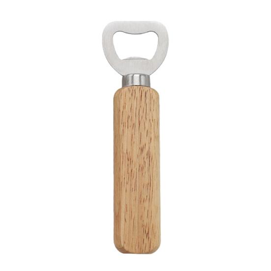 Beer Bottle Opener with Wooden Handle, Stainless Steel Cap Remover, Rustic Bar Tool for Home Kitchen, Gift for Men Dad