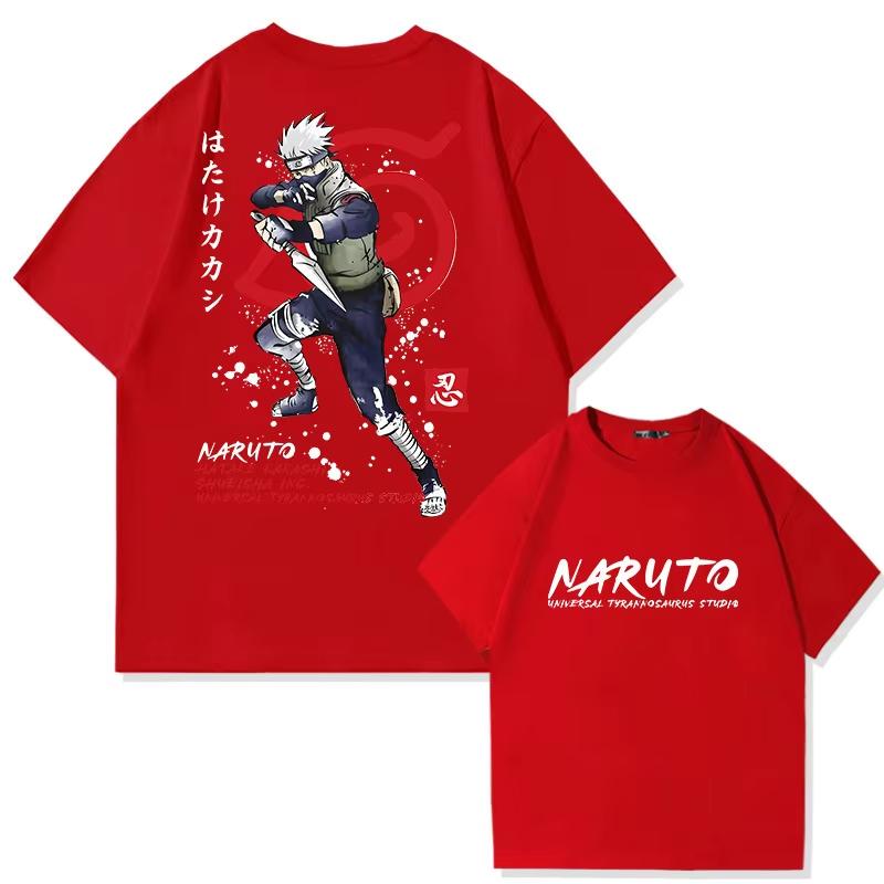 Anime Kasi Naruto Pure Cotton Printed Short-sleeved Tee Shirt Fashion Vintage Casual T-shirt 2026 Summer New Japanese Anime Top
