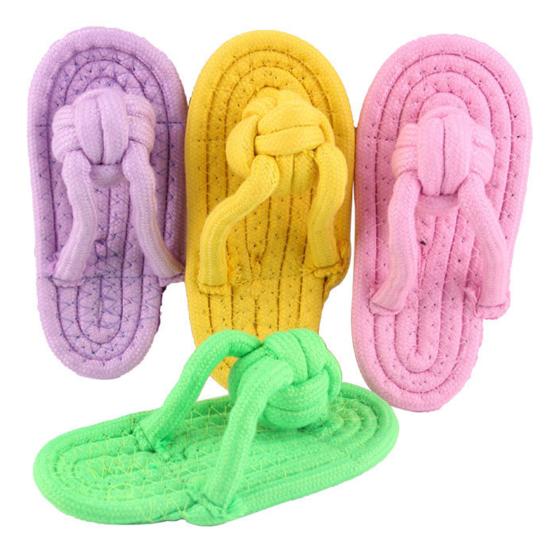 Hundtugga Bomullsrep Flip-flop Bitbeständiga Skor Formande Leksak Husdjursartiklar
