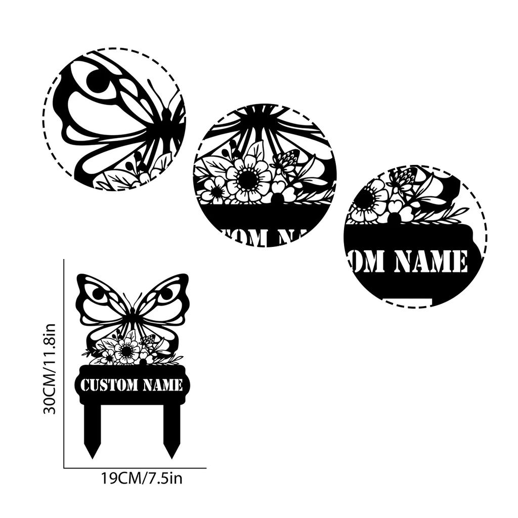 Metal Butterfly Garden Stake Outdoor Yard Decor Custom Butterfly Memorial Stake Metal Sign Personalized Animal Garden Stake Butterfly Ornament