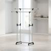 Double-Rod Clothes Rack Portable Furniture Sturdy for Dorm Room, Balcony