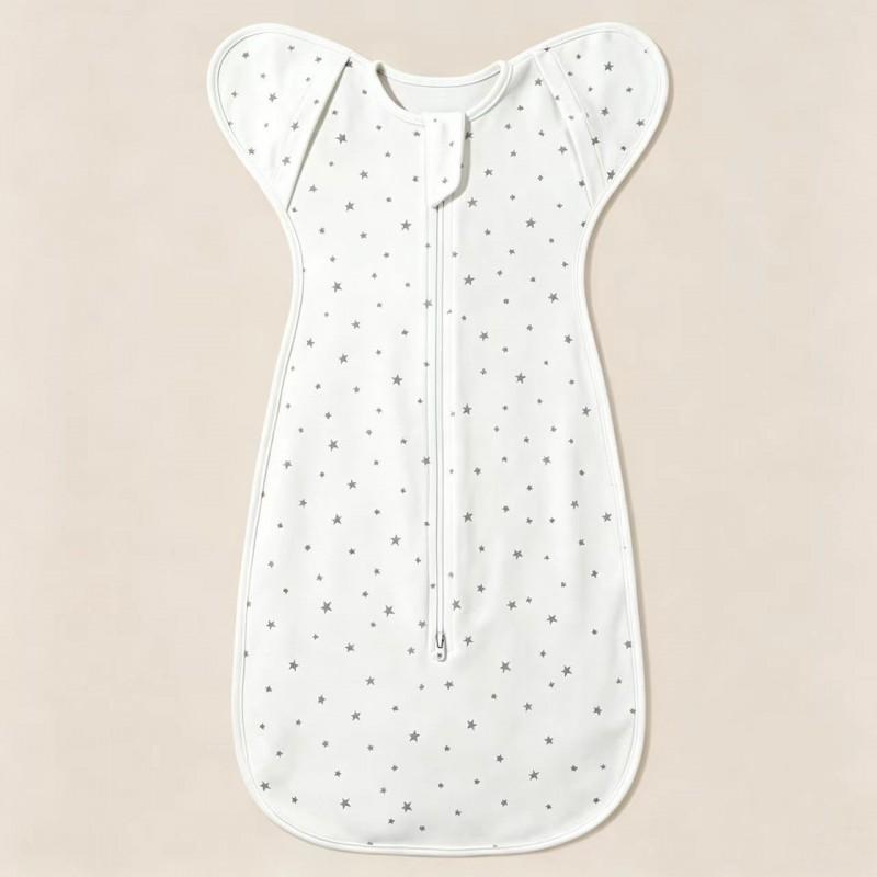 Baby Cotton Swaddle Blanket Newborn Sleep Sack Wrap Arms Up Design Stretchable Sleeves