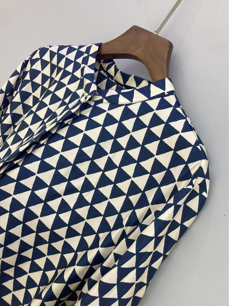 Nanyou Silk Twill Blouse Dress: High-End Women's Fall Long Sleeve Tie-Waist.