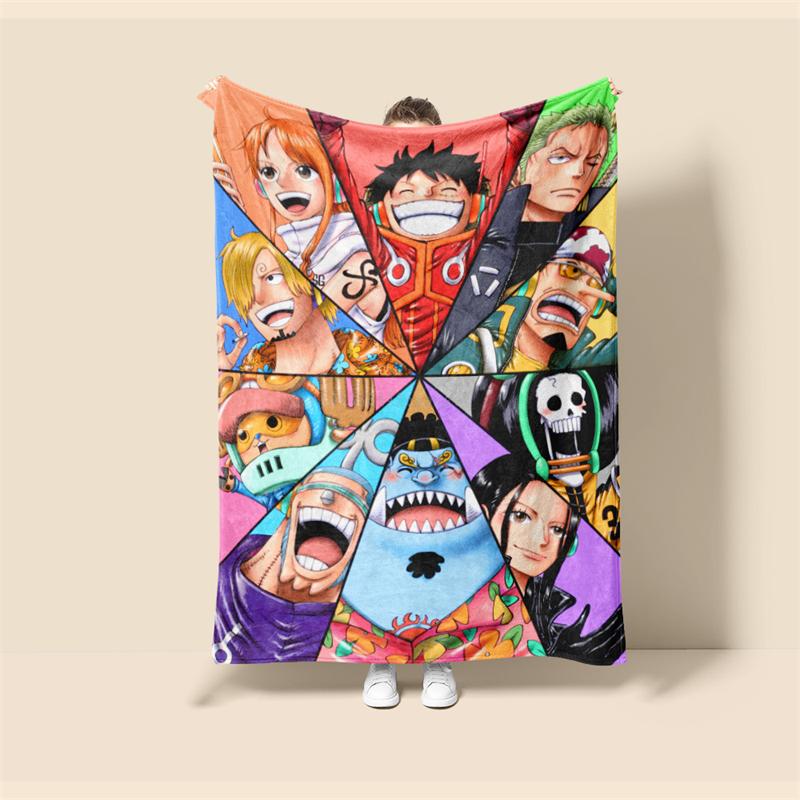 Throw Blanket One Piece Luffy Cartoon Anime Children Teenagers Adult Game Peripheral Collection Products Soft and Comfortable