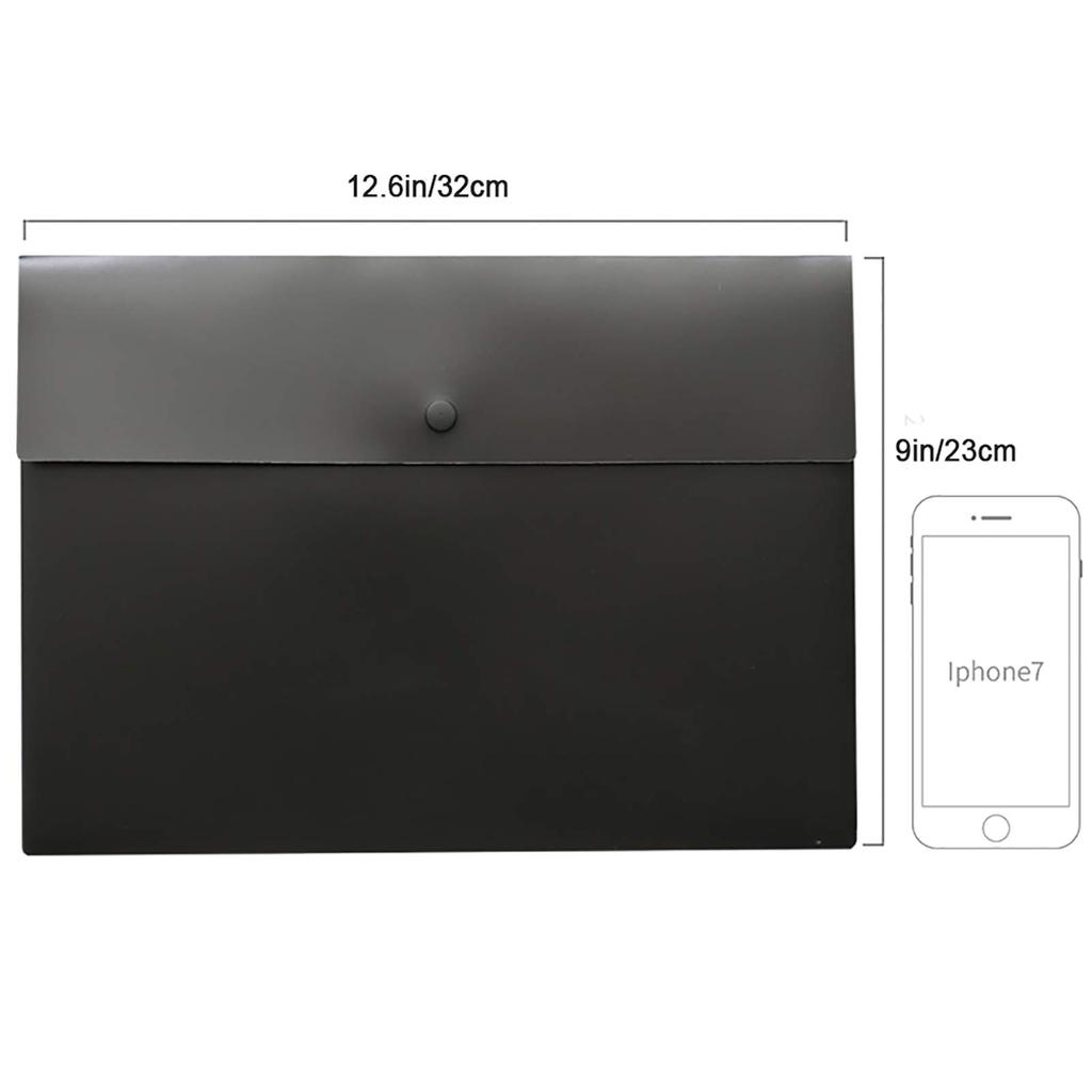 Snap Folder Plastic Envelope File Folder Organizer Pocket Document Letter A4 Letter Size Button Closure Office Waterproof 5 Pack Black VANRA™
