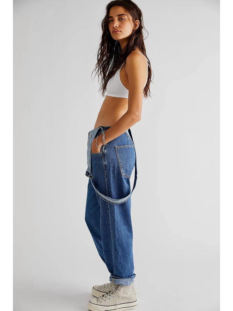Tuta in Denim Casual Larga da Donna - Cross 2025 Moda Europea