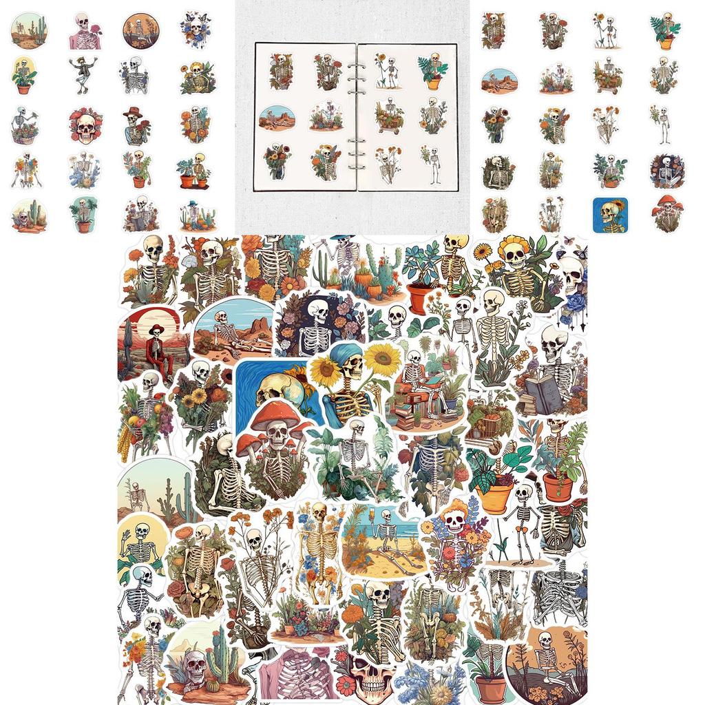 Cartoon Art Skull Sticker Set Personalize Your Guitar Notebook Or Luggage With 50 Waterproof Decals